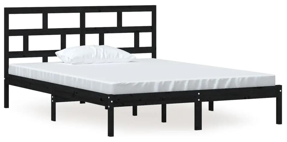 3101227 vidaXL Cadru de pat King Size, negru, 150x200 cm, lemn masiv
