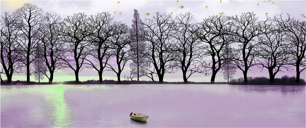 Tablou - Barcă pe lac (120x50 cm)