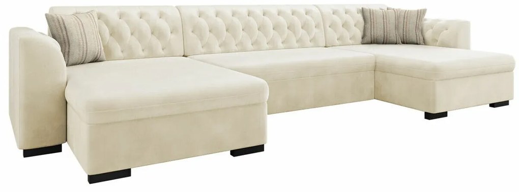 Chesterfield colțar Miami 319 Funcția de dormit, 365x154x82cm, 174 kg, Picioare: Plastic