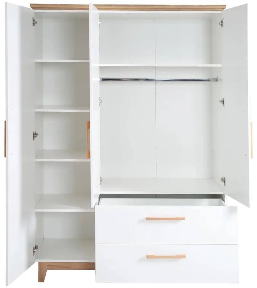 Șifonier pentru copii alb cu aspect de lemn de stejar 135x200 cm Finn – Roba