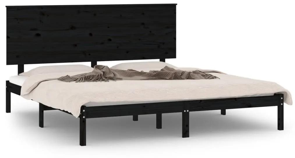 3104827 vidaXL Cadru de pat, negru, 200x200 cm, lemn masiv de pin