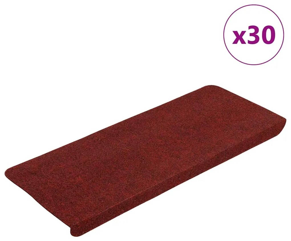vidaXL Covorașe scară autoadezive 30 buc Roșu 65x24,5x3,5 cm