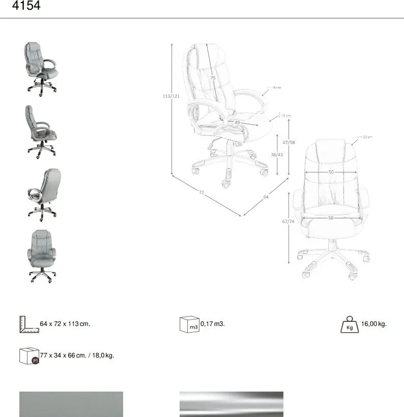 Scaun de birou pivotant design LUX Grey