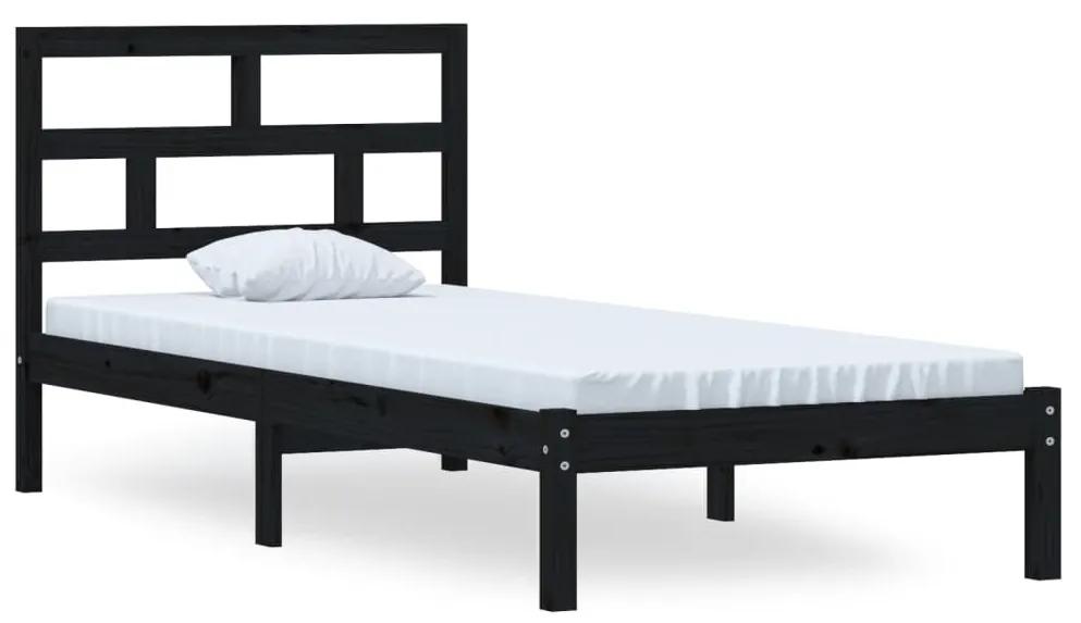 3101212 vidaXL Cadru de pat, 100x200 cm, negru, lemn masiv de pin