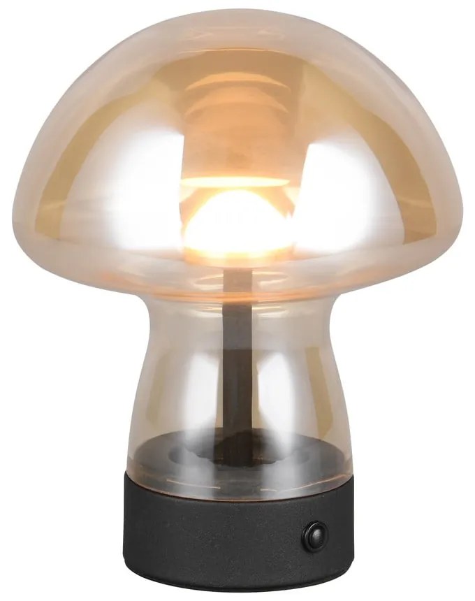 Veioză chihlimbar LED cu abajur din sticlă (înălțime 18 cm) Dooley – Trio