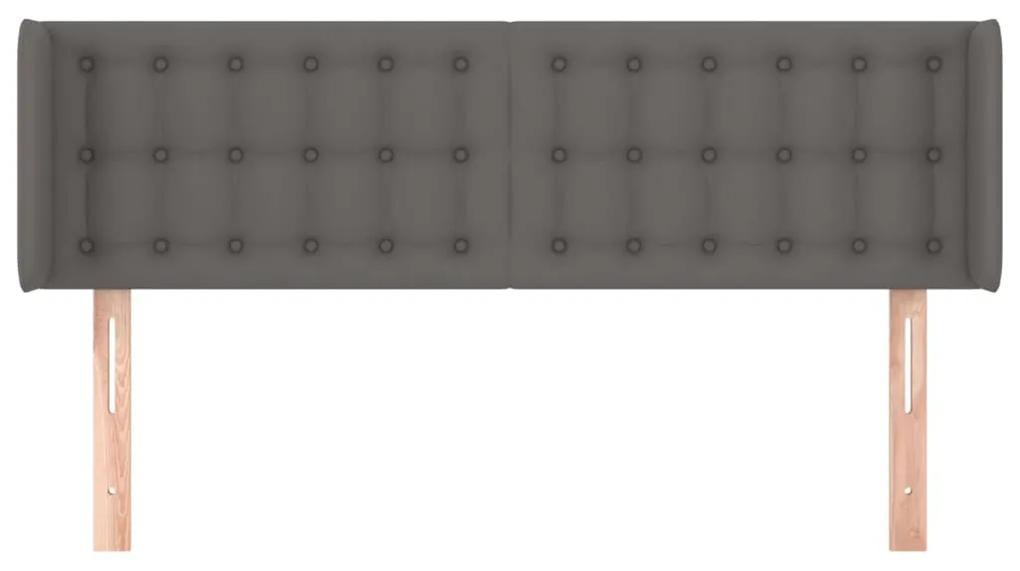 Tablie de pat cu aripioare gri 147x16x78 88 cm piele ecologica 1, Gri, 147 x 16 x 78 88 cm