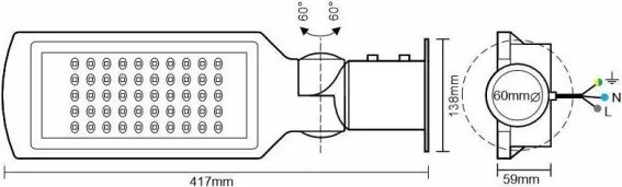 Lampadar LED stradal cu senzor LED/50W/170-400V IP65