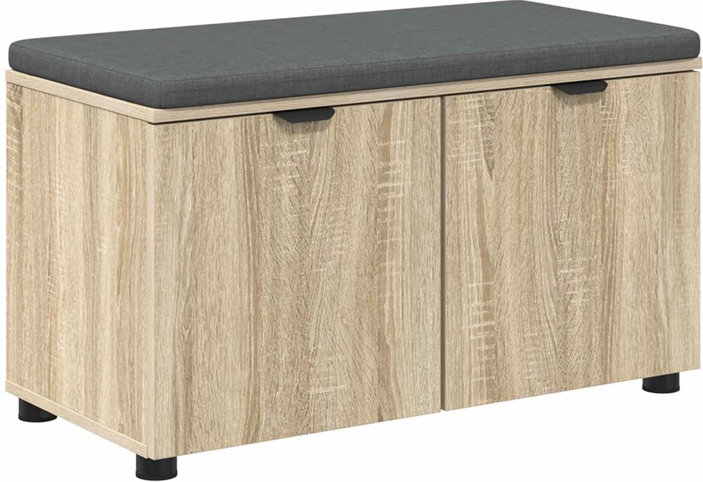 vidaXL Bancă pentru hol cu pernă cu raft Stejar Sonoma 80 x 38 x 46 cm