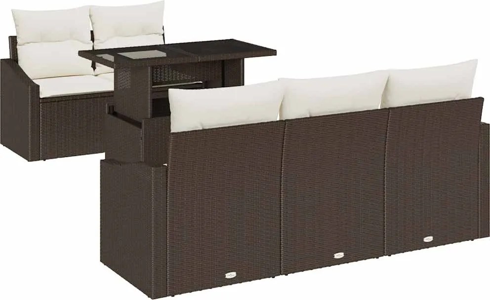 vidaXL Set de canapele pentru grădină 6 pcs maro și crem poliratan