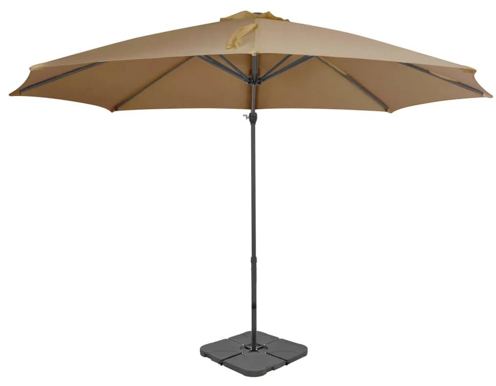 vidaXL Umbrelă de exterior cu bază portabilă, gri taupe