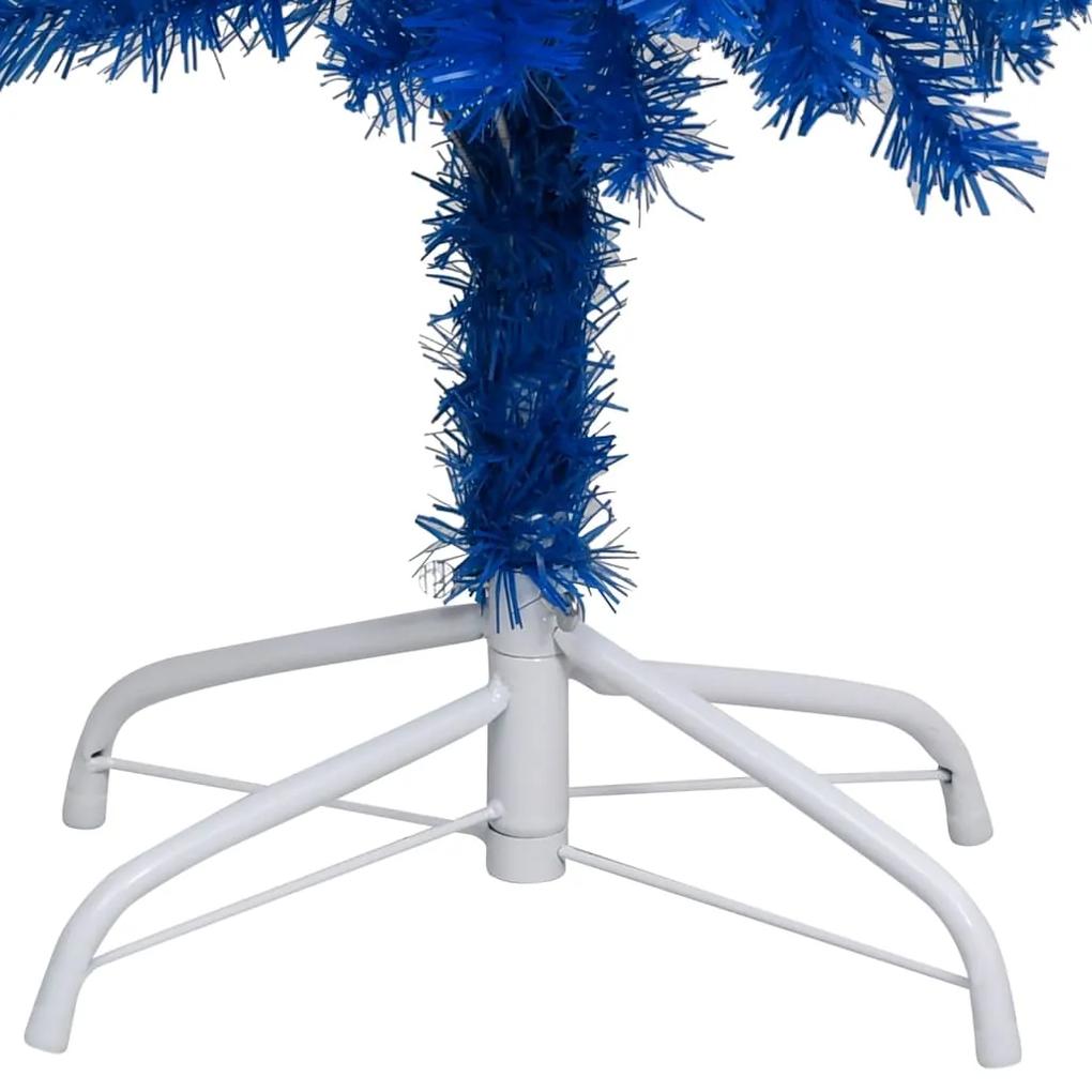 Brad Craciun artificial cu LED-uri suport, albastru, 120 cm PVC Albastru, 120 x 65 cm, 1