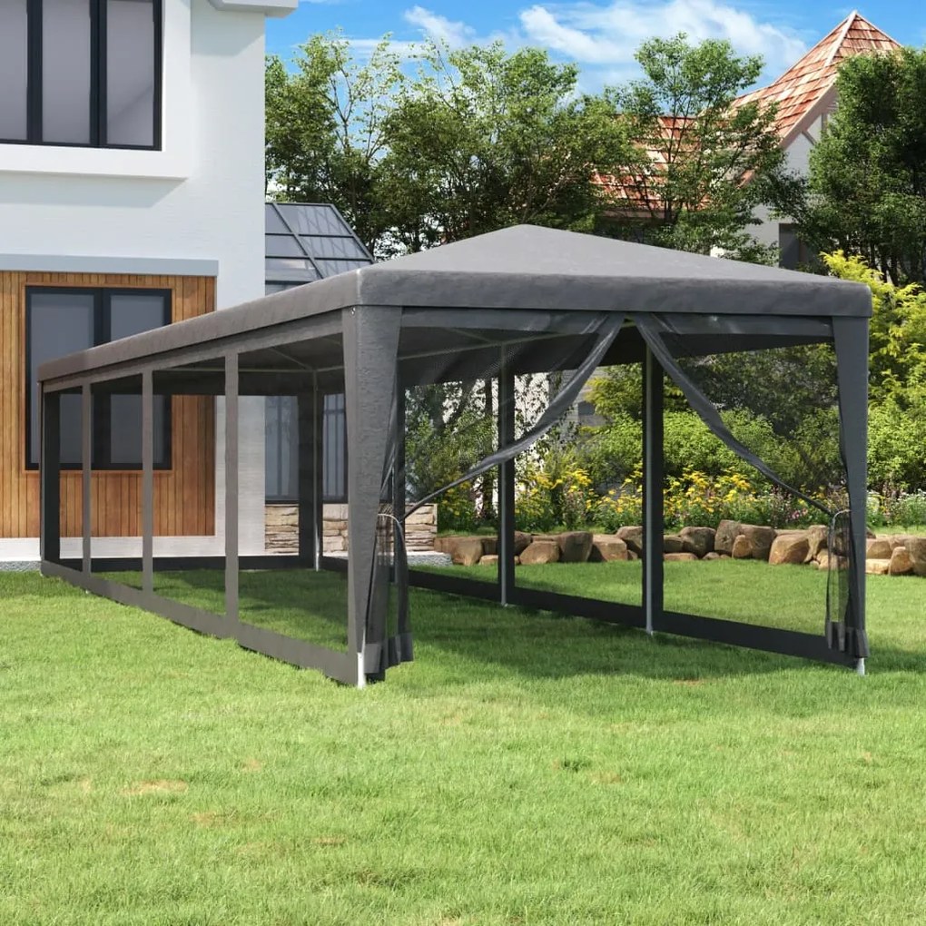 Cort de petrecere cu 10 pereti din plasa, antracit, 3x12 m HDPE Antracit, 3 x 12 m