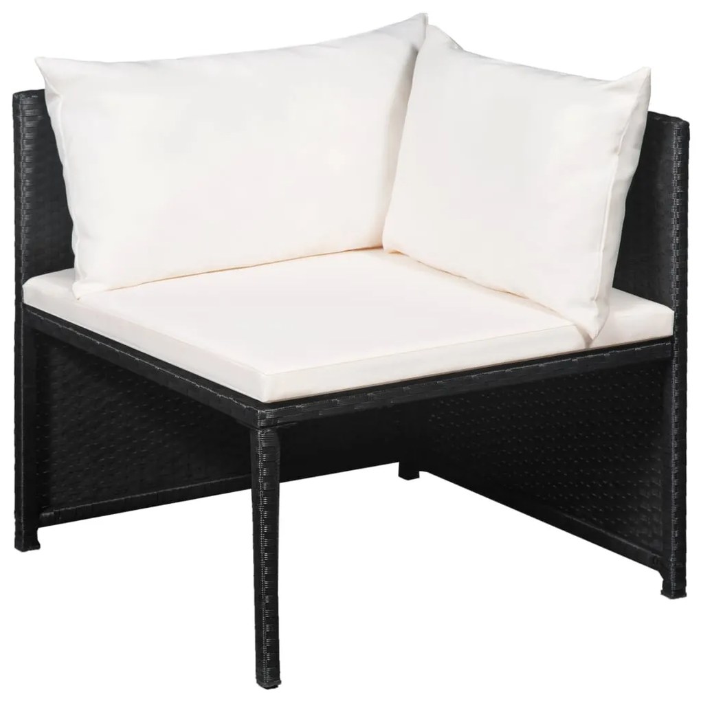 44193 vidaXL Set mobilier de grădină cu perne, 10 piese, negru, poliratan