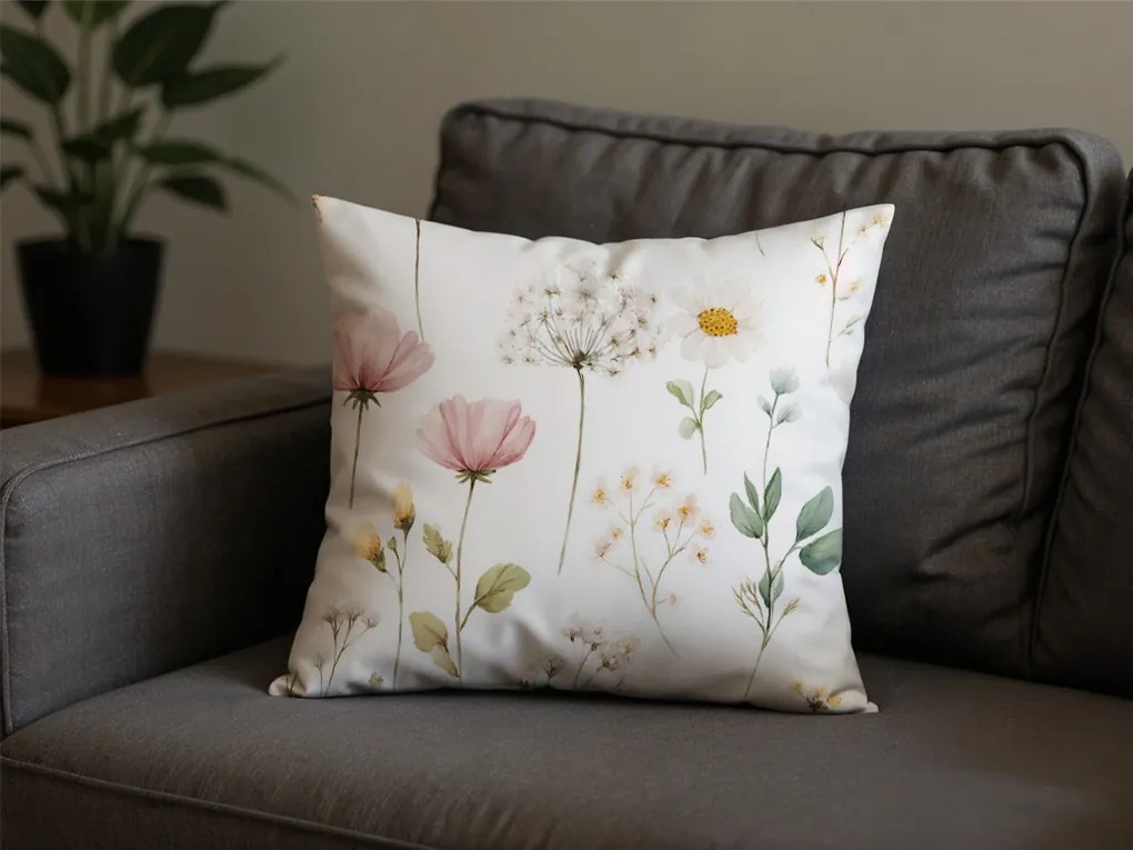 Fata de perna din bumbac PETALUNE POLY 45x45 cm, crem