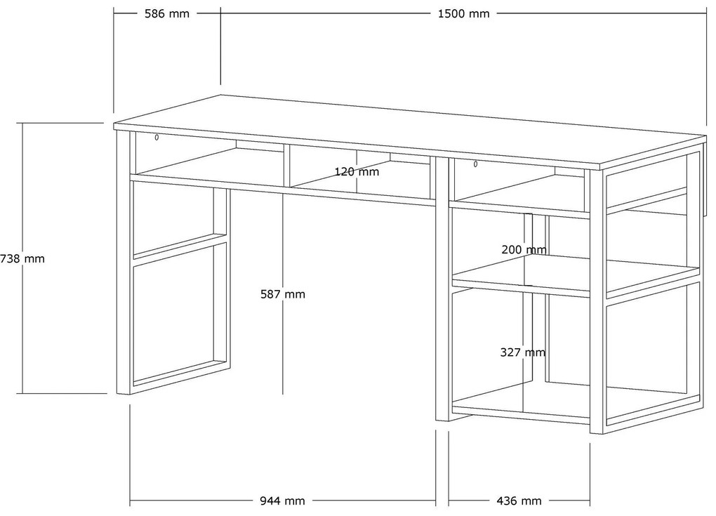 Masă PC Emiro (alb + auriu). 1089352