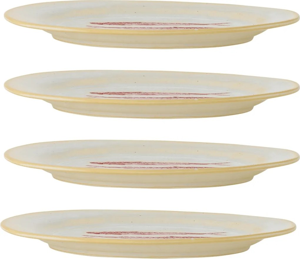 Set 4 farfurii ceramice roșii cu pești sculptați în relief, D27×H2 cm, „Hadden"