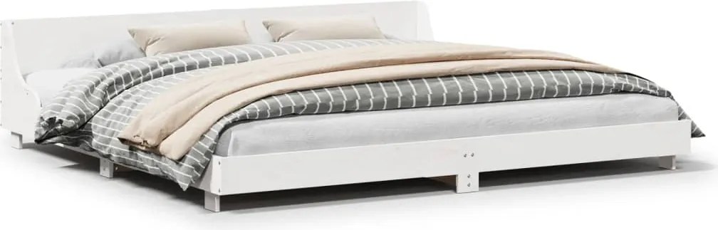 vidaXL Cadru de pat fără saltea, alb, 180x200 cm, lemn masiv pin