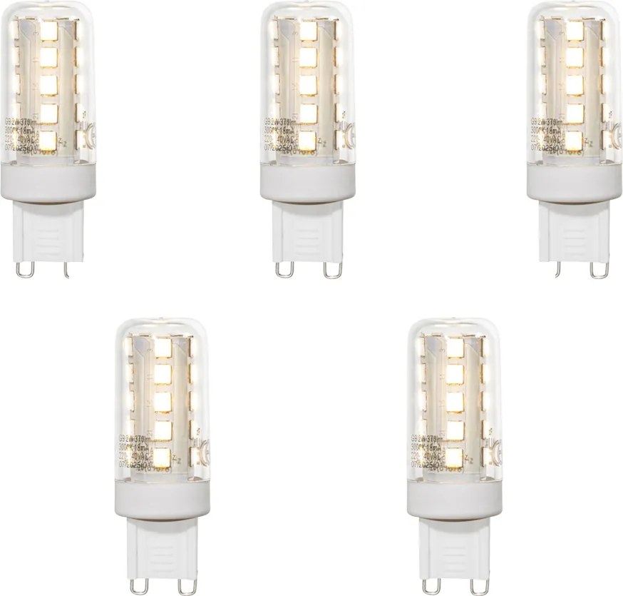 Set de 5 becuri LED G9 clare 2W 370 lm 3000K