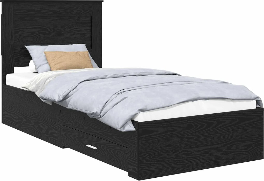 vidaXL Cadru de pat cu sertar cu headboard cu depozitare Lemn compozit