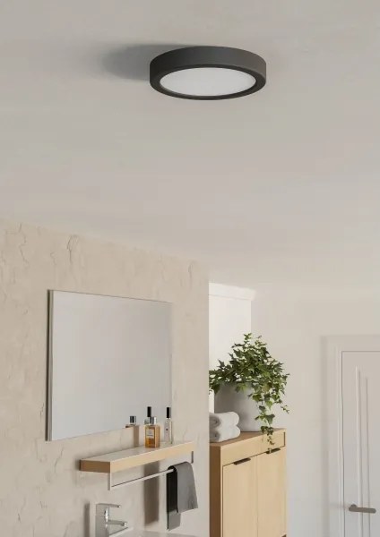 Eglo 901324 - Plafonieră LED pentru baie FUEVA, 7,5W, 230V, Ø16,6 cm, IP44, neagră