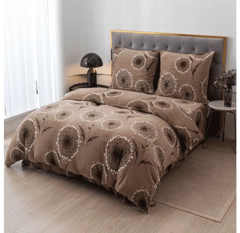 Lenjerie de pat din microfibra tip velur PAMPELINO maro deschis Dimensiune lenjerie de pat: 70 x 90 cm | 140 x 220 cm