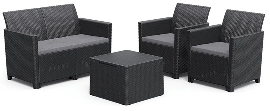 Set de mobilier de grădină Claire cu 4 locuri și masă cu perne, grafit