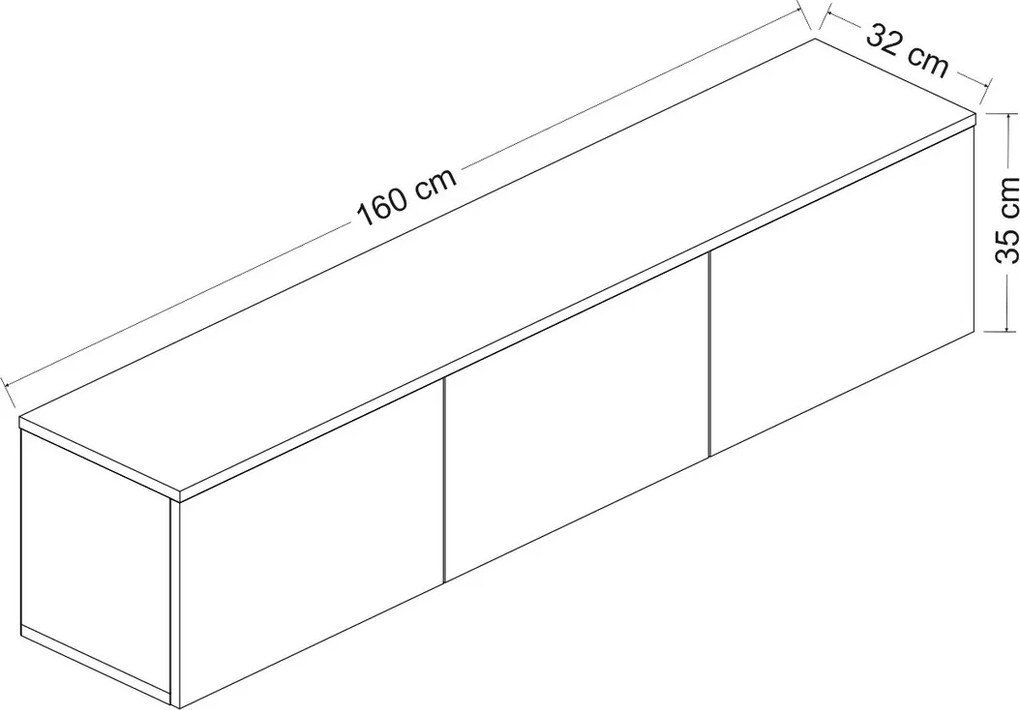 Comoda TV Neon, Inarch, 160x32x35 cm, alb/natural