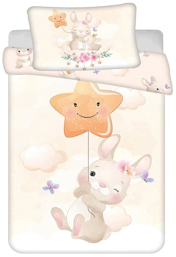 Lenjerie de pat din bumbac pentru patut BUNNY STAR bej Dimensiune lenjerie de pat: 40 x 60 cm | 100 x 135 cm