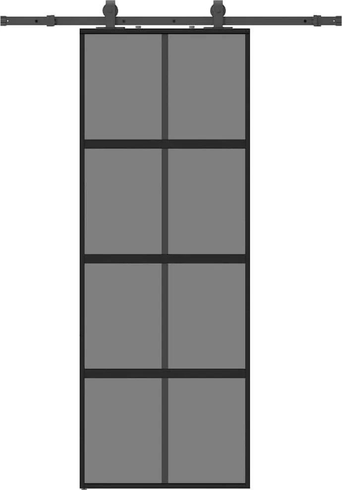 vidaXL Ușă glisantă cu set feronerie neagră 76x205cm sticlă securizată