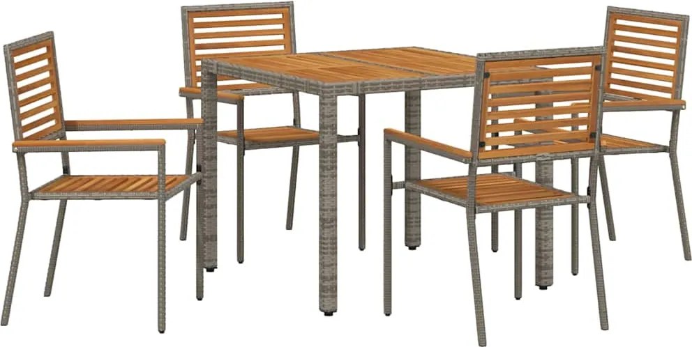 vidaXL Set de masă pentru grădină 5 pcs Gri și Brown poliratan