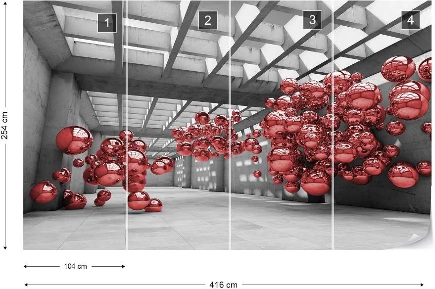 Fototapet GLIX - 3D Red Spheres + adeziv GRATUIT Tapet nețesute - 416x254 cm