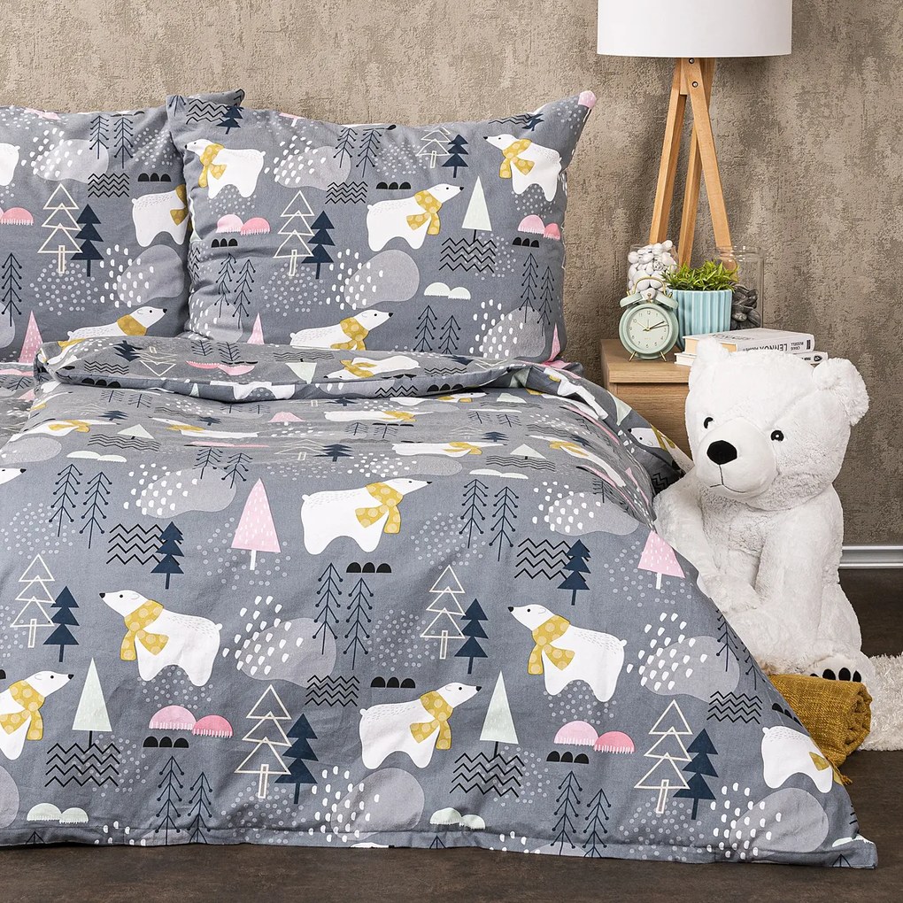 Lenjerie de pat flanelă 4Home Nordic Bear, 140 x 200 cm, 70 x 90 cm