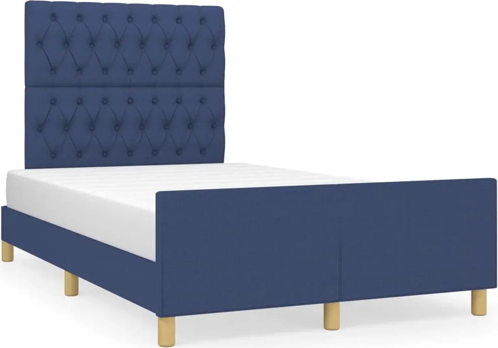 vidaXL Cadru de pat fără saltea Albastru 120x190 cm țesătură