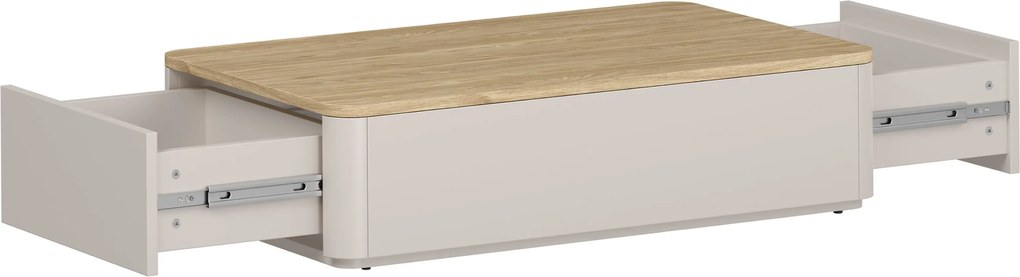 Masă de cafea Amilio 100 cm cu sertare - cașmir / stejar uleiat