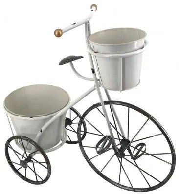 Suport ghivece din metal Tricycle Alb / Negru, l56xA24xH53 cm