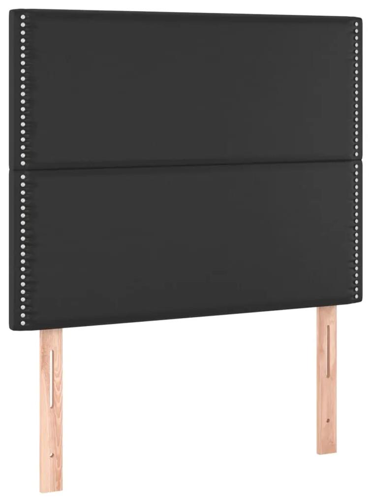 Tablie de pat cu LED, negru, 80x5x118 128 cm, piele ecologica 1, Negru, 80 x 5 x 118 128 cm