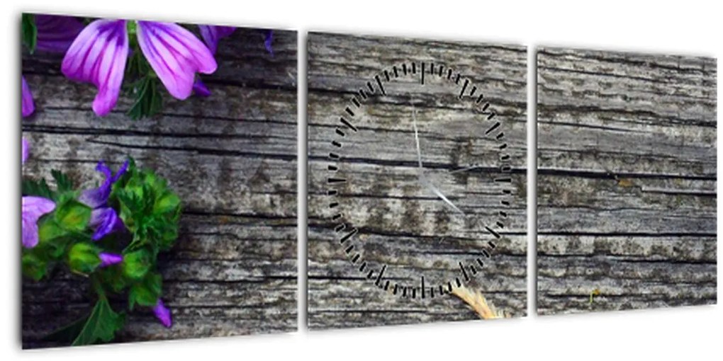 Tablou - flori de câmp (cu ceas) (90x30 cm)