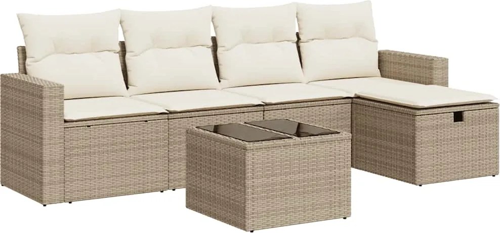 vidaXL Set canapele de grădină cu perne, 6 piese, bej, poliratan