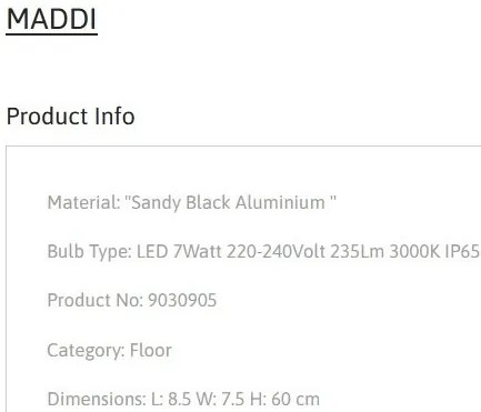 Stalp de exterior pentru terasa sau gradina, MADDI H-60cm