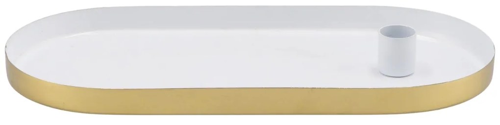 Sfesnic oval din metal MARAKESH 30cm, alb