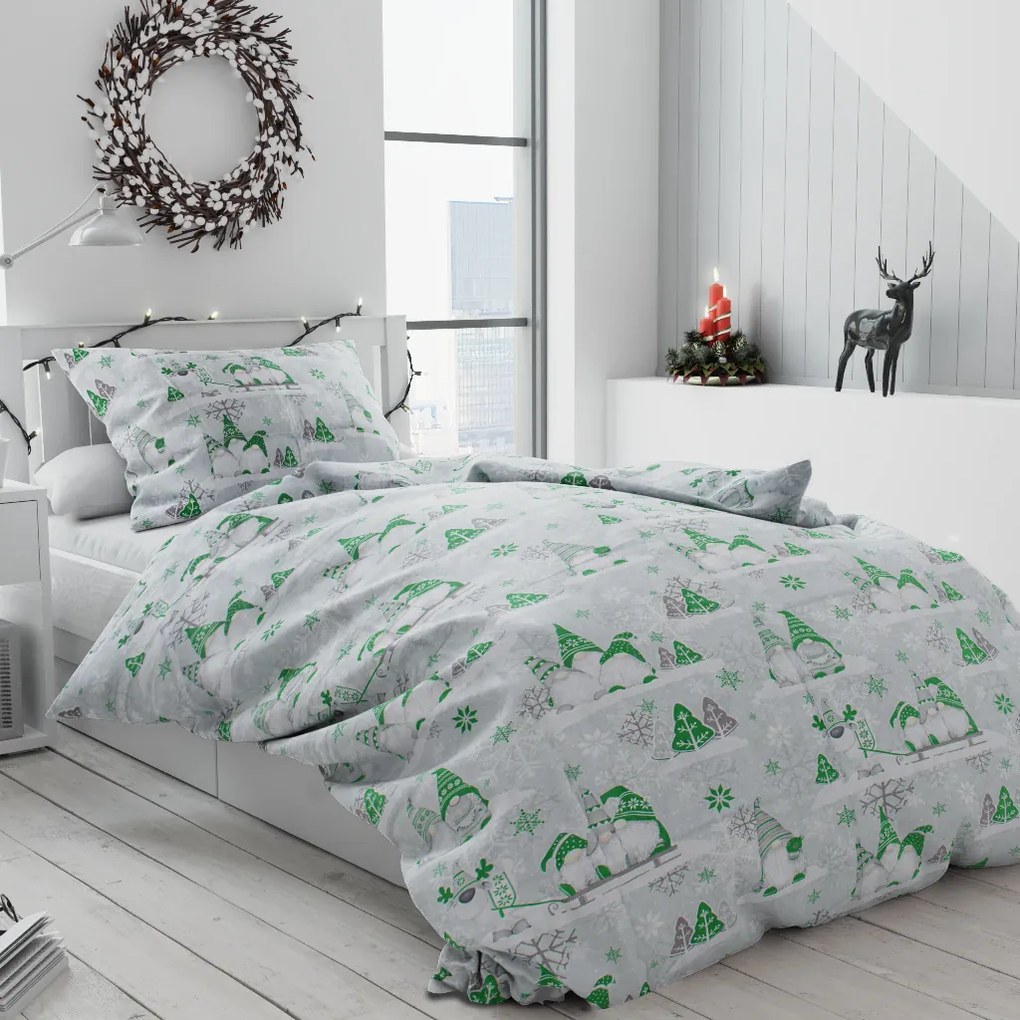 Lenjerie de pat din bumbac CHRISTMAS ELF verde Dimensiune lenjerie de pat: 70 x 90 cm | 140 x 200 cm