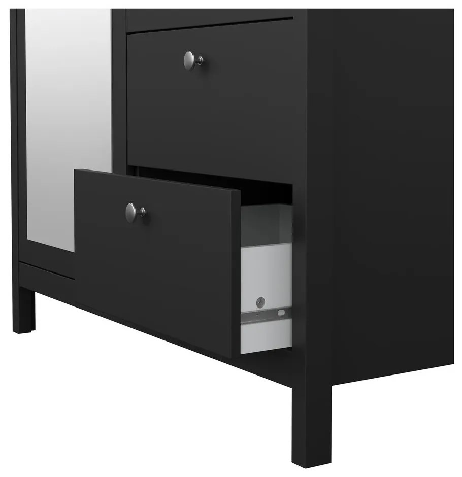 Șifonier negru cu oglindă 102x199x58 cm Madrid – Tvilum