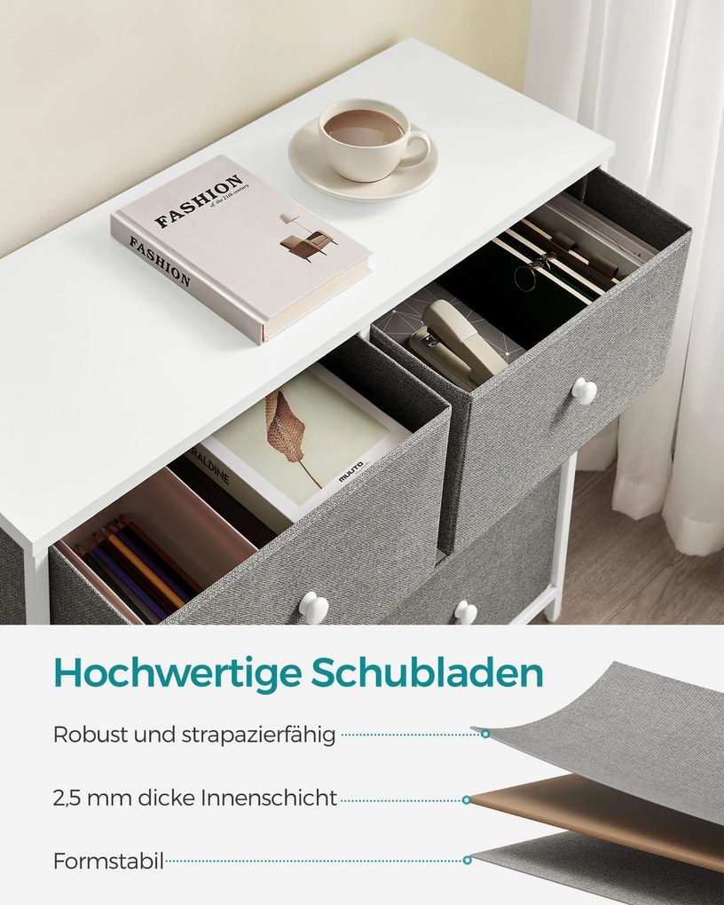 Comoda cu sertare HESTO 80x71 cm, alba/gri