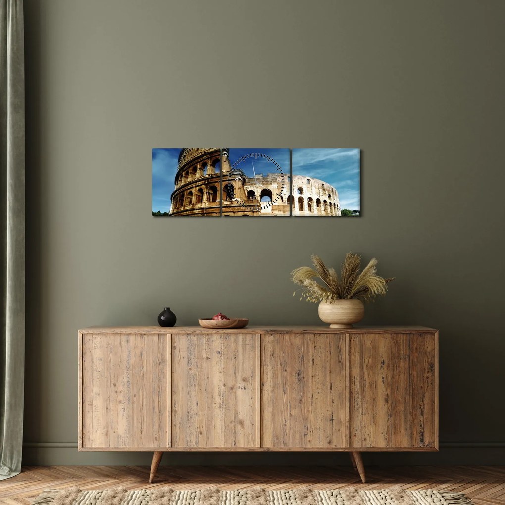 Tablou - Colosseum din Roma, Italia (cu ceas) (90x30 cm)