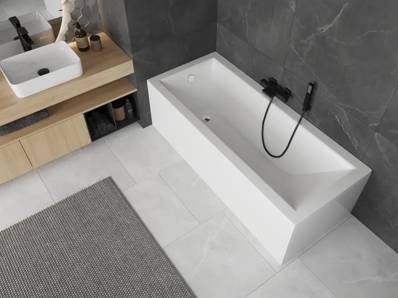 Mexen Cubik cada dreptunghiulară 140 x 70 cm cu carcasă, albă - 55031407000X