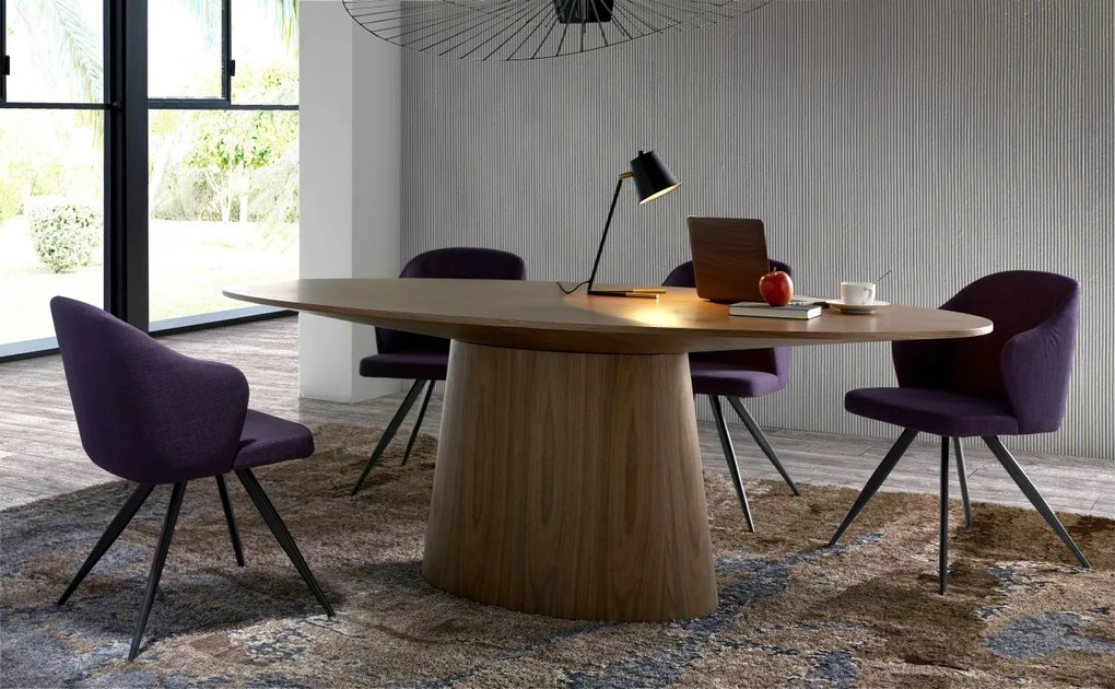 Masa ovala Walnut Veneered, 220x110cm AC-LE015