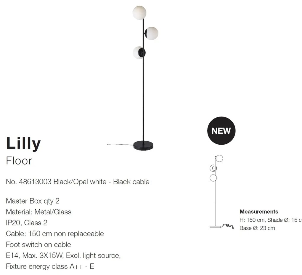 Lampadar modern minimalist stil scandinav Lilly negru 48613003 NL