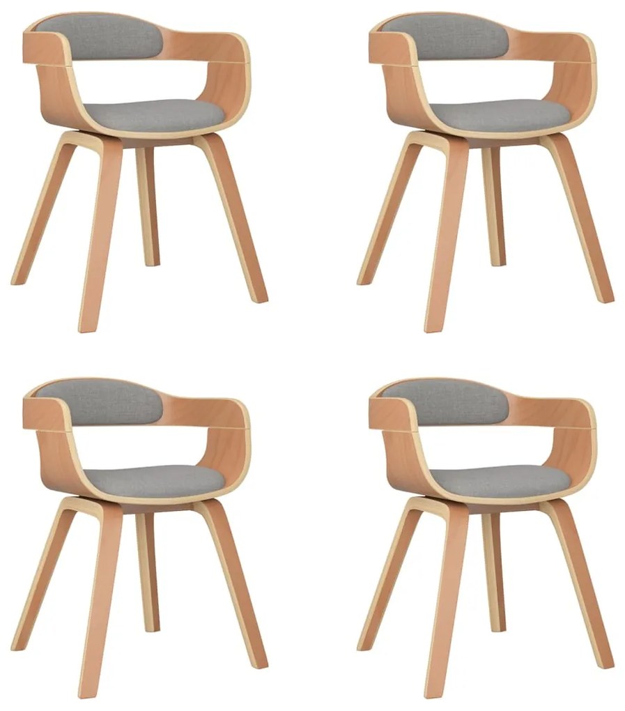 3092388 vidaXL Scaune de bucătărie, 4 buc., gri taupe, lemn curbat și textil