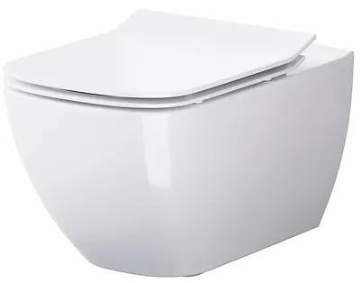 Vas wc suspendat rimless Cersanit Virgo Cleanon cu capac soft close inclus, alb