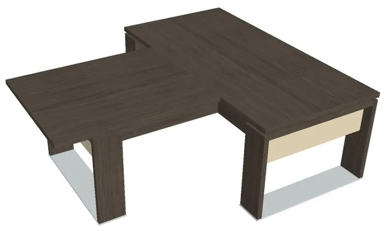 Masă Verno+ S 200 x 220 cm, cu extensie, stejar antracit / vanilie